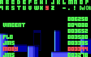 The Light Corridor (DOS) screenshot: Name entry on high score table (EGA)