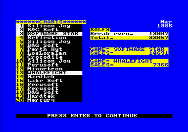Software Star (Amstrad CPC) screenshot: Multiple games can be on the charts at once.