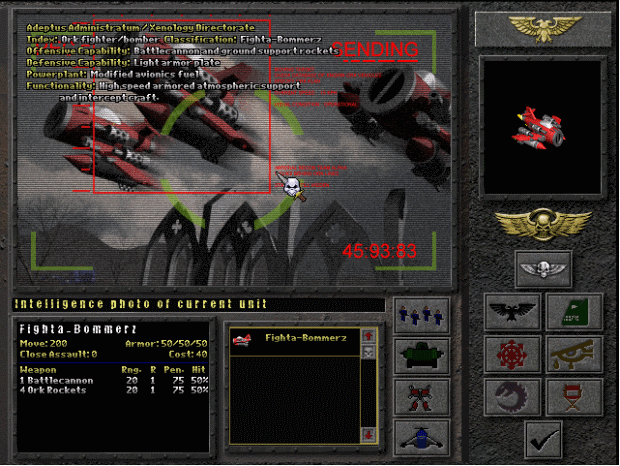 Final Liberation: Warhammer Epic 40,000 (Windows) screenshot: Fighta-bommers (Enemy intel)
