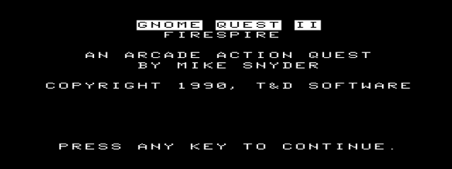 Gnome Quest II: Firespire (TRS-80 CoCo) screenshot: Introduction