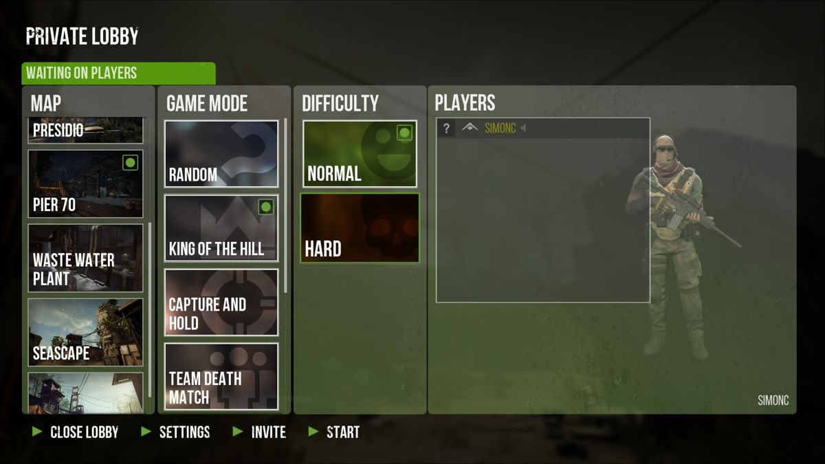 Dead Alliance (Windows) screenshot: Setting up a new multiplayer game.