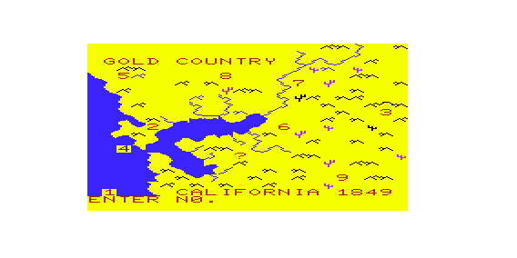 Gold Rush (VIC-20) screenshot: Exploring Gold Country