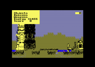 Explorer (Amstrad CPC) screenshot: Exploring the planet.