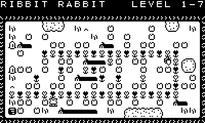 Ribbit Rabbit! (Playdate) screenshot: The player can't jump past the wall of flowers.