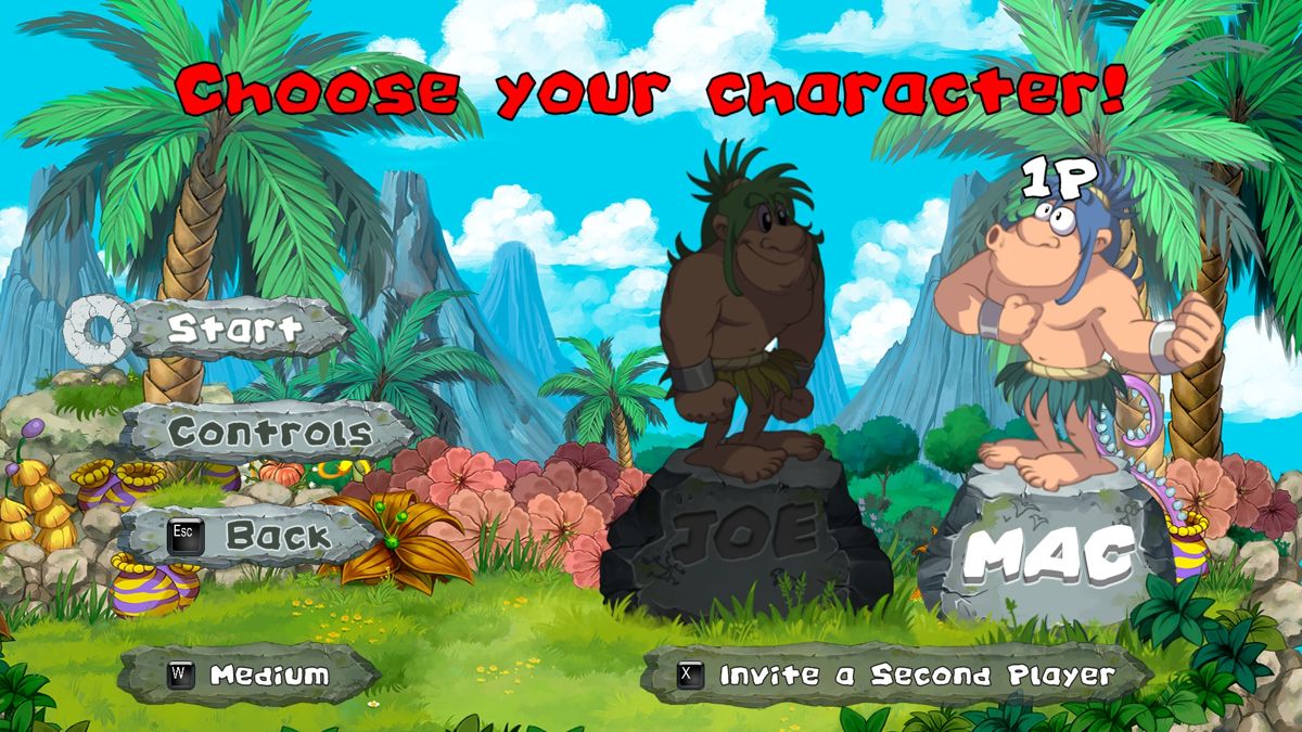 New Joe & Mac: Caveman Ninja (Windows) screenshot: Character selection