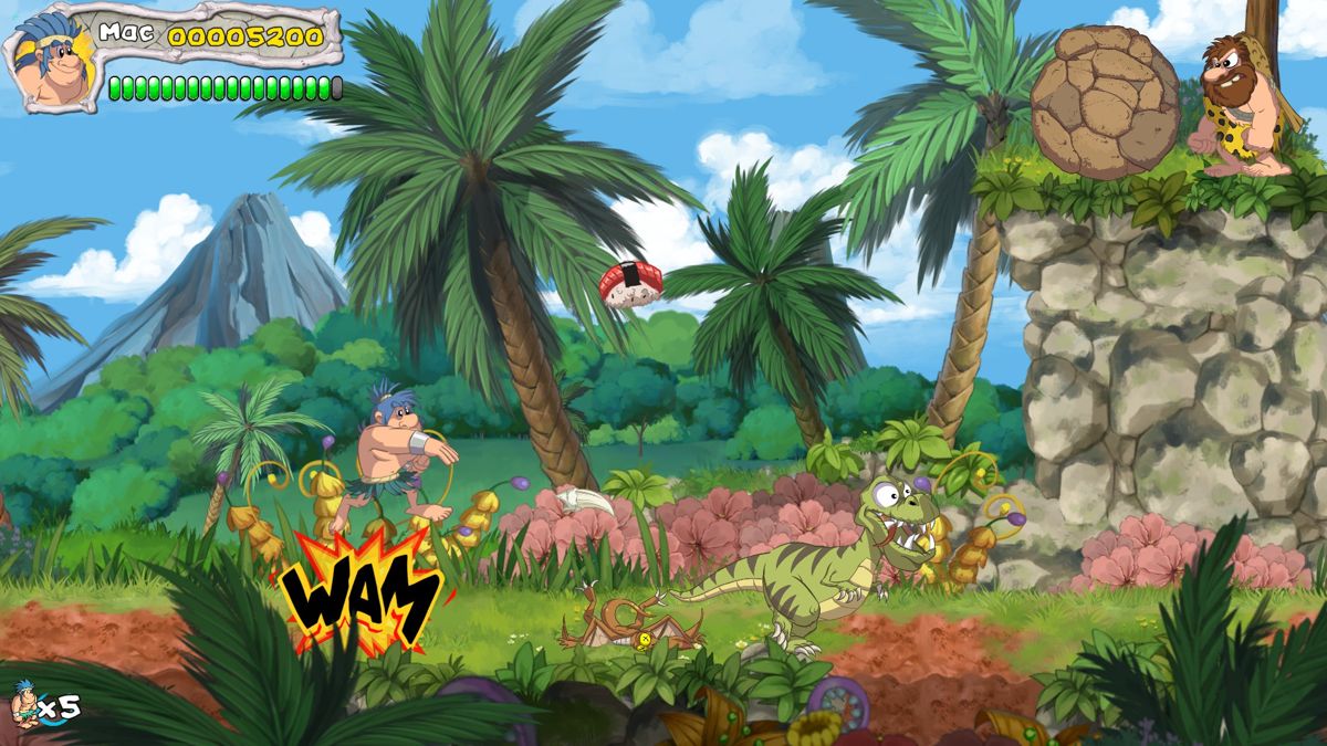 New Joe & Mac: Caveman Ninja (Windows) screenshot: Watch out for boulders.