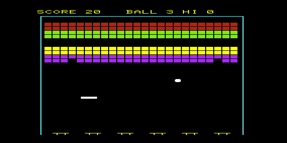 Super Breakout (VIC-20) screenshot: Bouncing Ball
