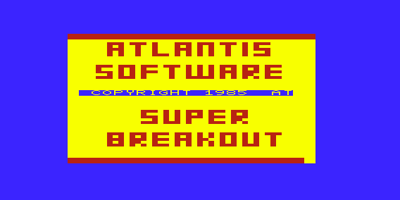 Super Breakout (VIC-20) screenshot: Title Screen