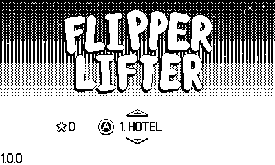 Flipper Lifter (Playdate) screenshot: The title screen of the game.