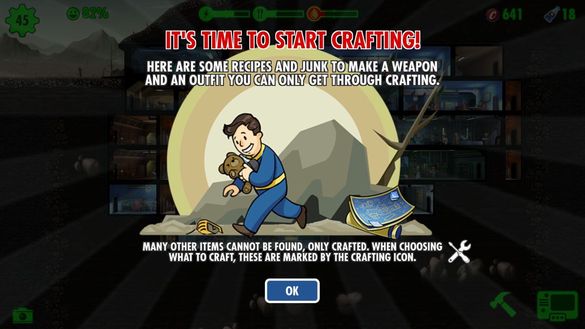 Fallout Shelter (Windows) screenshot: I've built a room that allows my people to make weapons!