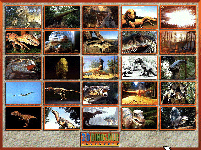 3-D Dinosaur Adventure: Anniversary Edition (Windows 3.x) screenshot: <i>Movies</i>: A shortcut to all available movies...