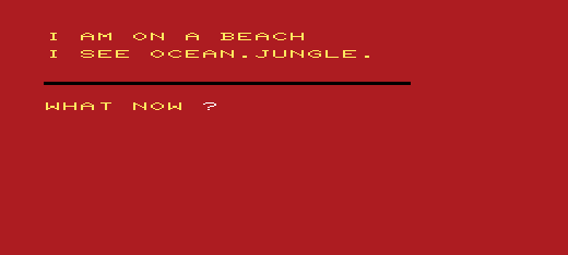 Treasure Hunt on Mystery Island (VIC-20) screenshot: Starting on the Island