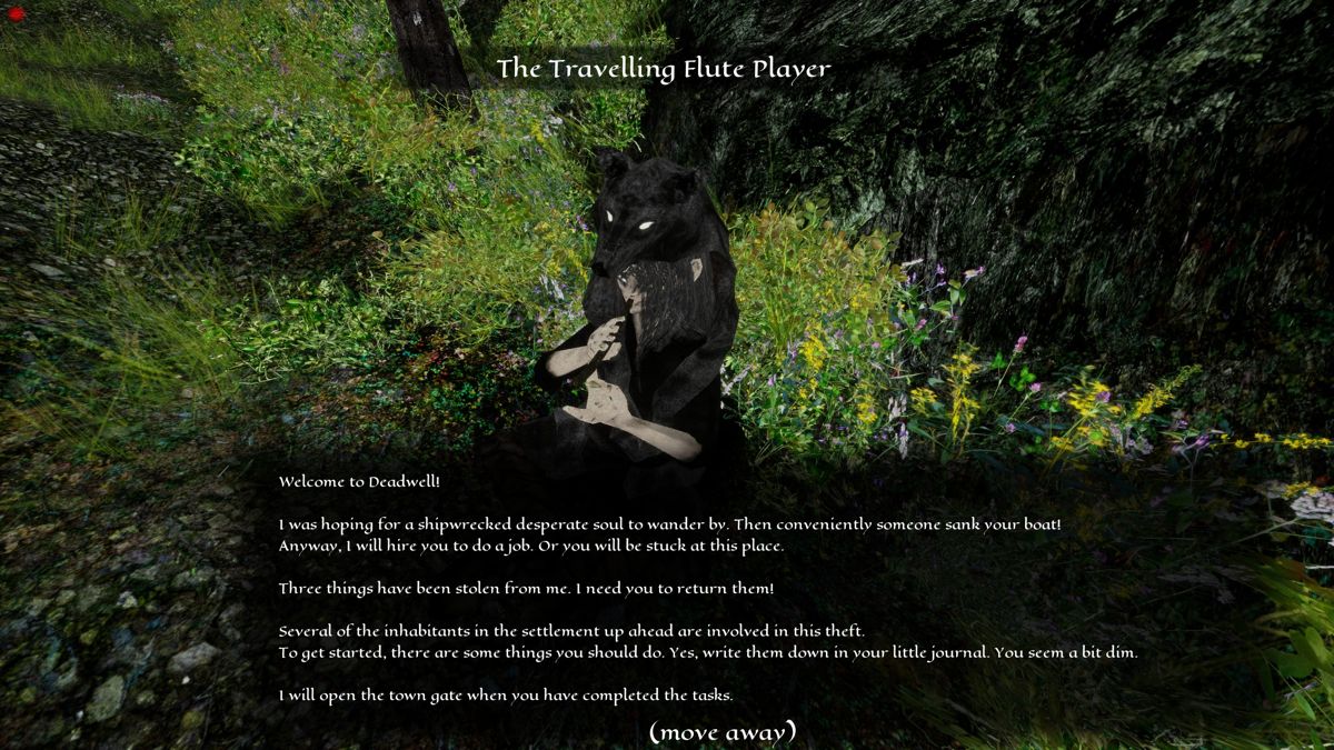 Northern Journey (Windows) screenshot: The Travelling Flute Player is your main guide and provides the most important quests.