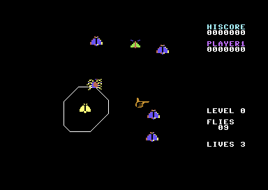 Spider and the Fly (Commodore 64) screenshot: Caught a Fly