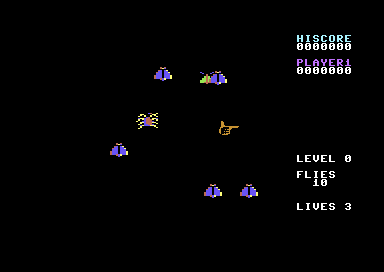 Spider and the Fly (Commodore 64) screenshot: Hunting Flies
