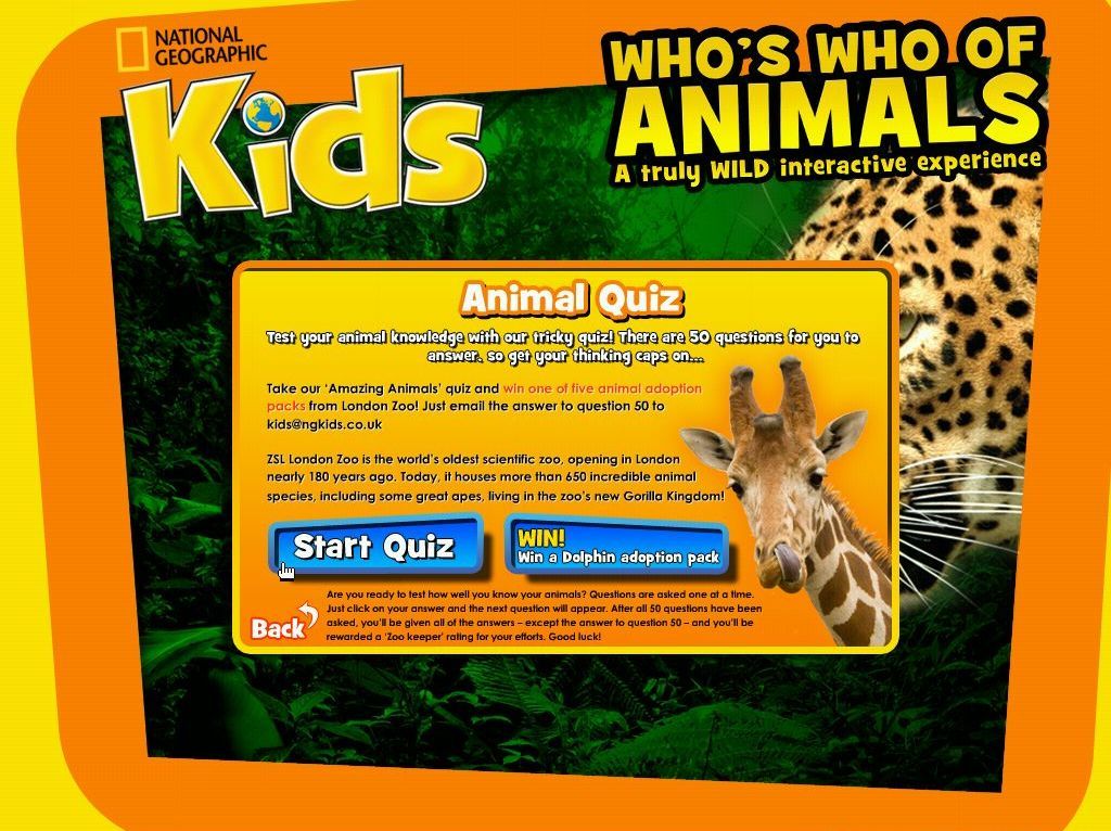 Who's Who Of Animals: A Truly Wild Interactive Experience (Windows) screenshot: There are two quizzes