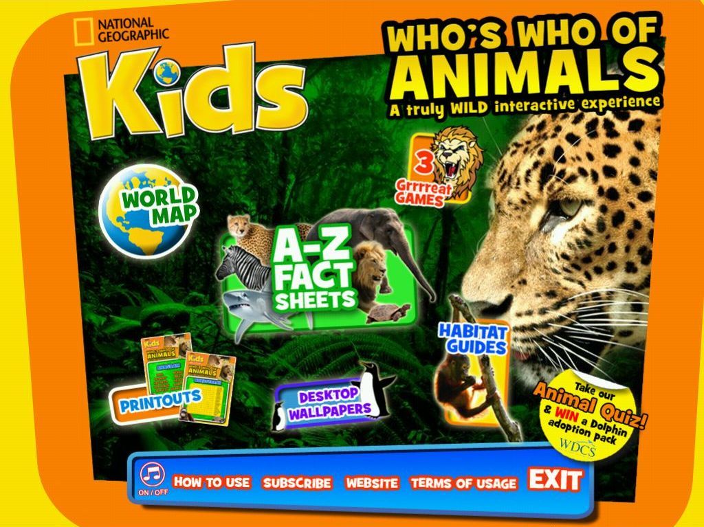 Who's Who Of Animals: A Truly Wild Interactive Experience (Windows) screenshot: The main menu