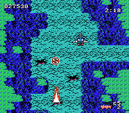 Taiyō no Yūsha: Fighbird (NES) screenshot: Stage 2 is under the sea