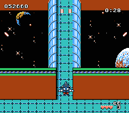 Taiyō no Yūsha: Fighbird (NES) screenshot: Stage 3 is the space colony