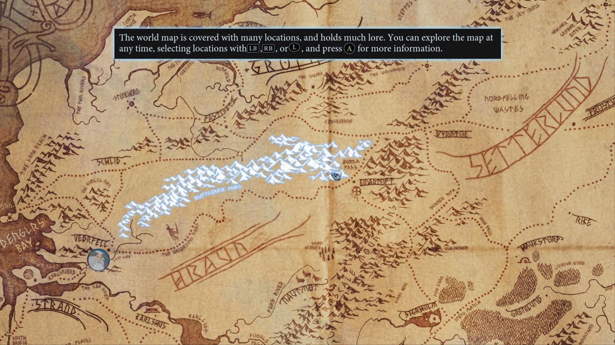 The Banner Saga (Xbox One) screenshot: World map