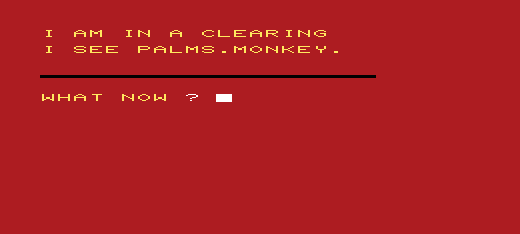 Treasure Hunt on Mystery Island (VIC-20) screenshot: A Monkey in the Jungle