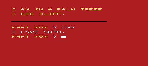 Treasure Hunt on Mystery Island (VIC-20) screenshot: I Have Nuts