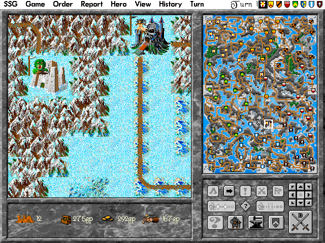 Warlords II Deluxe (DOS) screenshot: Winter terrain.