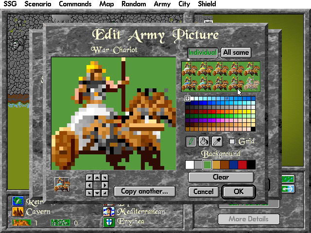 Warlords II Deluxe (DOS) screenshot: Unit graphics editor.