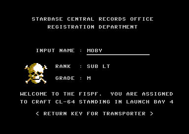 Interdictor Pilot (Commodore 64) screenshot: Pilot Creation