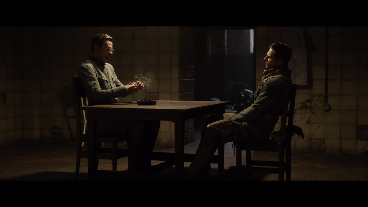 Call of Duty: Vanguard (PlayStation 5) screenshot: Most of the game is done through flashbacks during interrogation