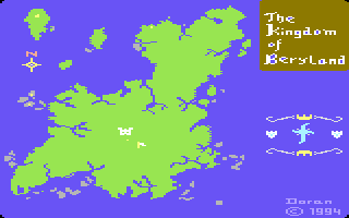 The Ormus Saga III: The Final Chapter (Commodore 64) screenshot: The map of the Kingdom of Beryland.