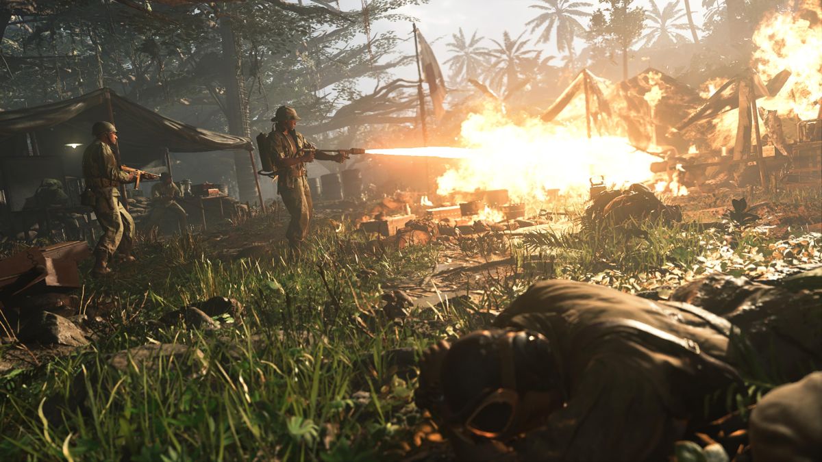 Call of Duty: Vanguard (PlayStation 5) screenshot: Flamethrower is a fearsome weapon