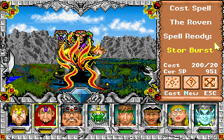 Might and Magic III: Isles of Terra (DOS) screenshot: Raven, one of the game's most powerful recruitable characters, casts Starburst, one of the game's most powerful spells. Watch the effects!