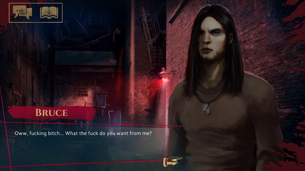Vampire: The Masquerade - Coteries of New York (Windows) screenshot: Bruce is actually condemned in this dark alley