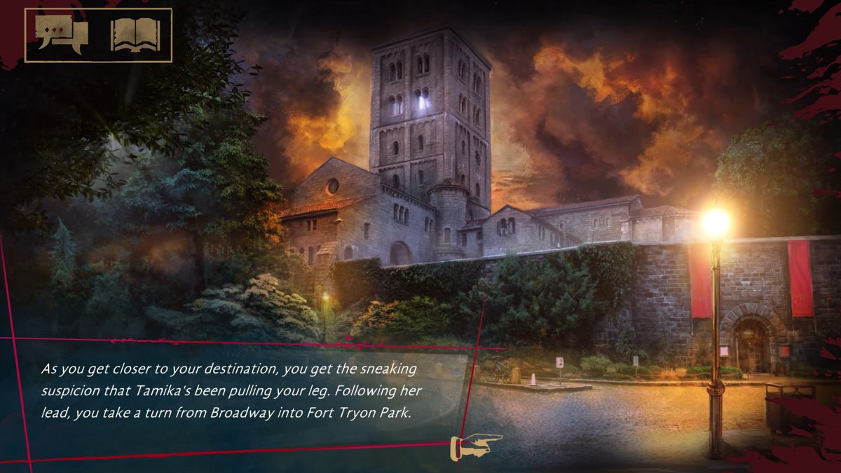 Vampire: The Masquerade - Coteries of New York (Windows) screenshot: Fort Tryon Park is a place of the Second Inquisition