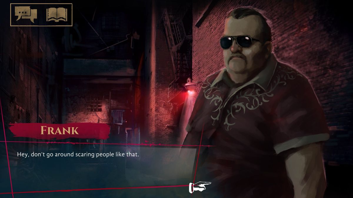Vampire: The Masquerade - Coteries of New York (Windows) screenshot: Frank the reporter knows too much to be alive