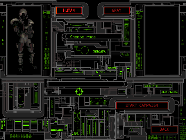 Dark Colony (Windows) screenshot: The interface is quite fancy sci-fi looking, but it's hard to read too.