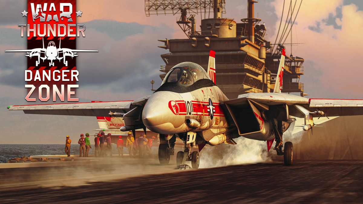 War Thunder (Xbox One) screenshot: Title screen: The Danger Zone update is introducing the F-14A Tomcat.