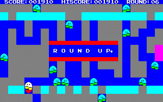 Nuts & Milk (PC-88) screenshot: Round 6 complete