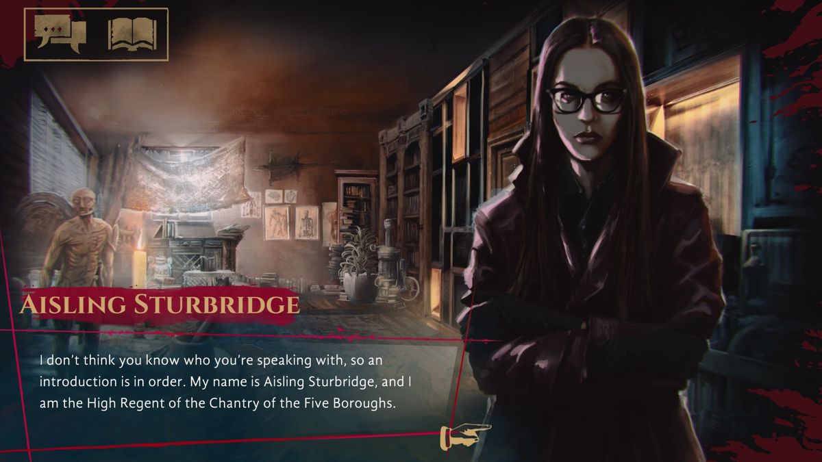 Vampire: The Masquerade - Coteries of New York (Windows) screenshot: Meeting Aisling Sturbridge from the Tremere clan, the High Regent of the Chantry of the Five Boroughs in New York