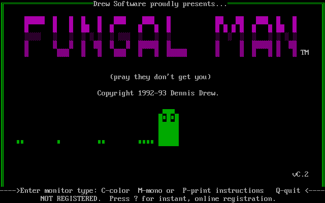 Fungal Man (DOS) screenshot: Title screen