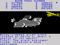 The Great Space Race (ZX Spectrum) screenshot: Defuse the bomb and get more Natof!