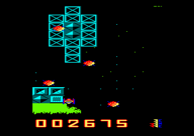 War Hawk (Amstrad CPC) screenshot: Dodging indestructible meteors.