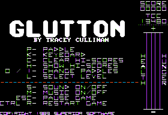 Glutton (Apple II) screenshot: Title Screen