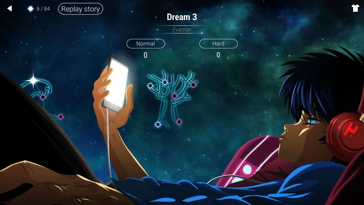 Lost in Harmony: The Musical Odyssey (Windows) screenshot: Level selection screen for the unlocked dreams.