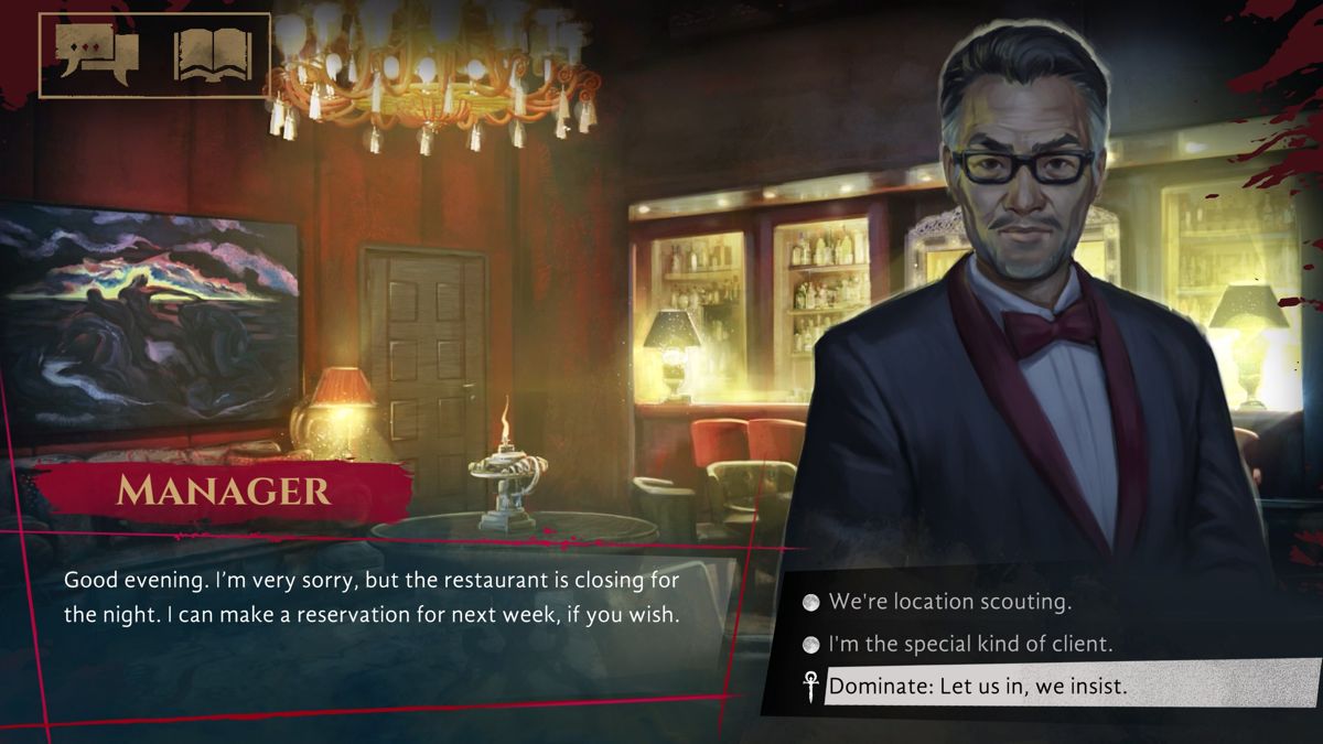 Vampire: The Masquerade - Coteries of New York (Windows) screenshot: Trying to Dominate over the restaurant manager
