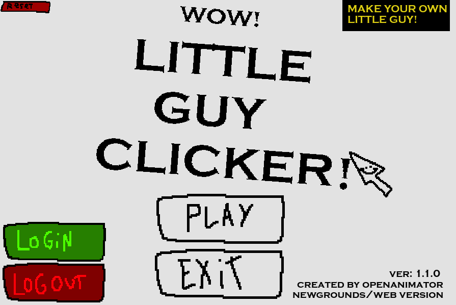 little man clicker! (Browser) screenshot: The title screen.