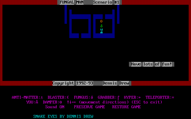 Fungal Man (DOS) screenshot: And here we go!