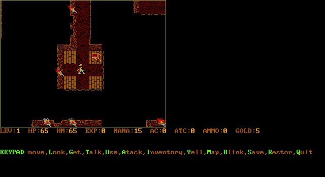 The Great Ultizurkian Underland (DOS) screenshot: After the introduction, you find yourself in this part of the underland.