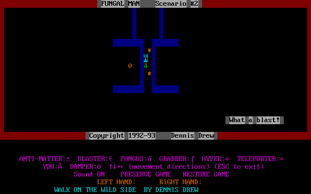 Fungal Man (DOS) screenshot: And now the path is clear to push the fungus to the pod!
